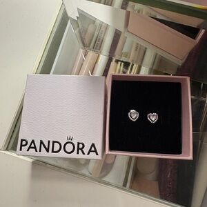 Pandora Elevated Heart Stud Earrings
